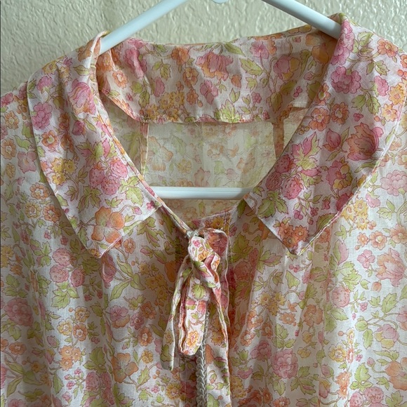 Vintage Floral Short Sleeve Sheer Dress ( homemade ) - Picture 2 of 9